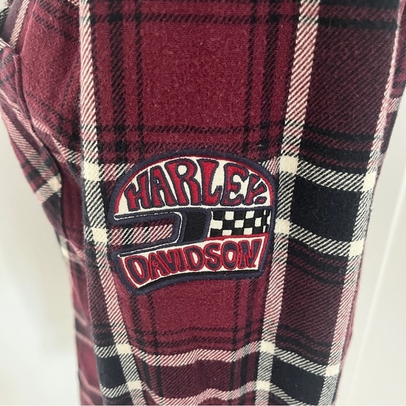 Vintage Harley Davidson Men's Red/Black plaid Button Up Shirt Patched Sz S *R - Picture 4 of 6